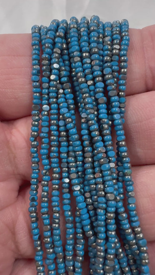 11/0 Charlotte Cut Seed Bead- Patina Slate Blue Opaque Silver *10g Hank*