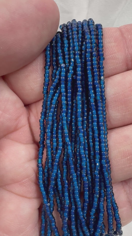 11/0 Charlotte Cut Seed Bead- White Lined Montana Blue *10g Hank*