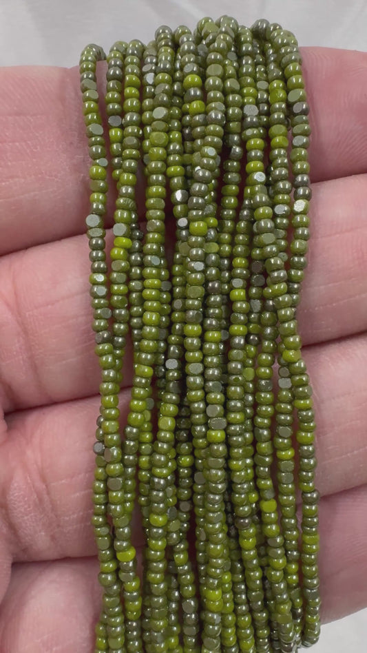 11/0 Charlotte Cut Seed Bead- Ionized Opaque Olivine Green *10g Hank*