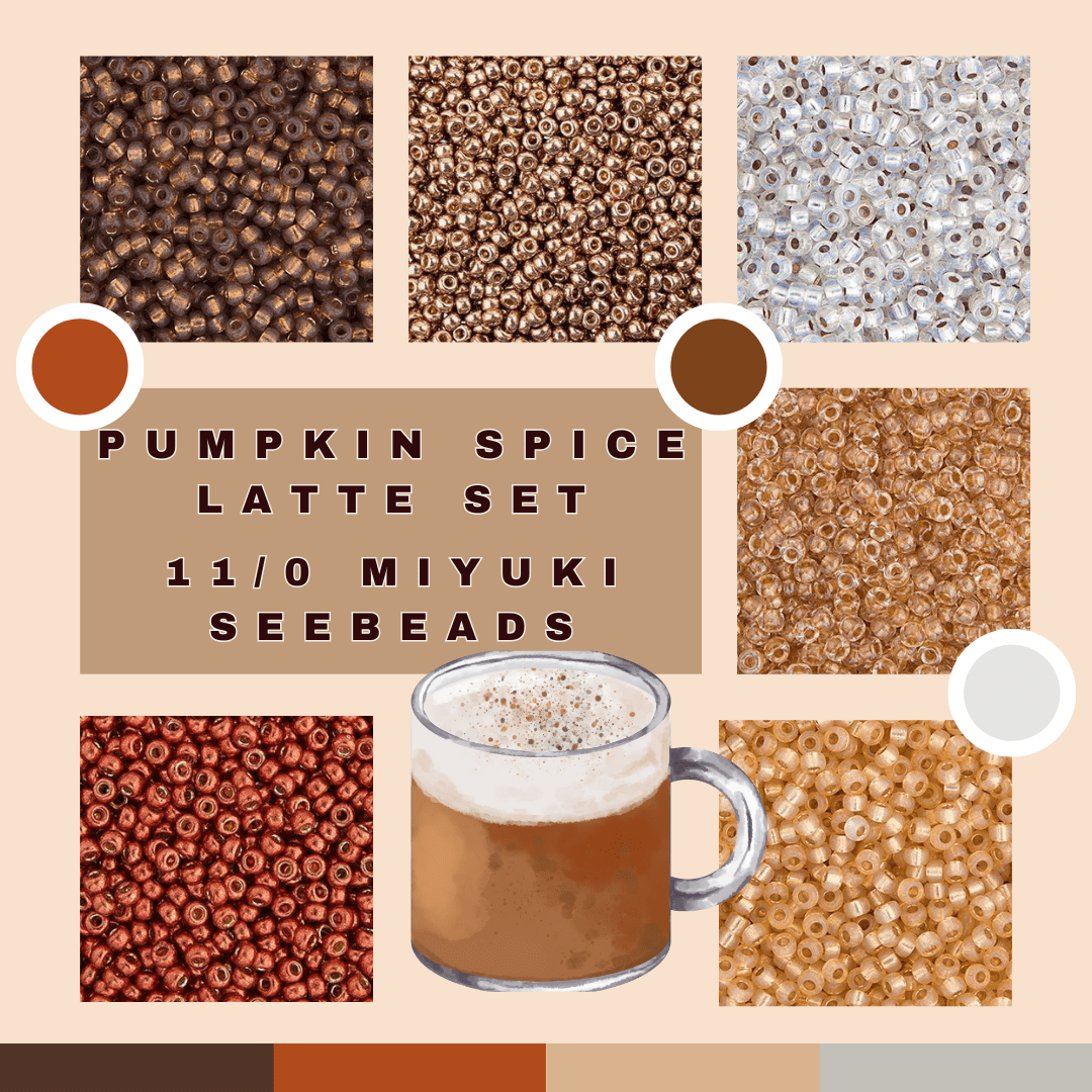 Pumpkin Spice Latte Set, 11/0 Miyuki Seed Beads, Set of 6 x 22g vials, Fall Promotions Promotions