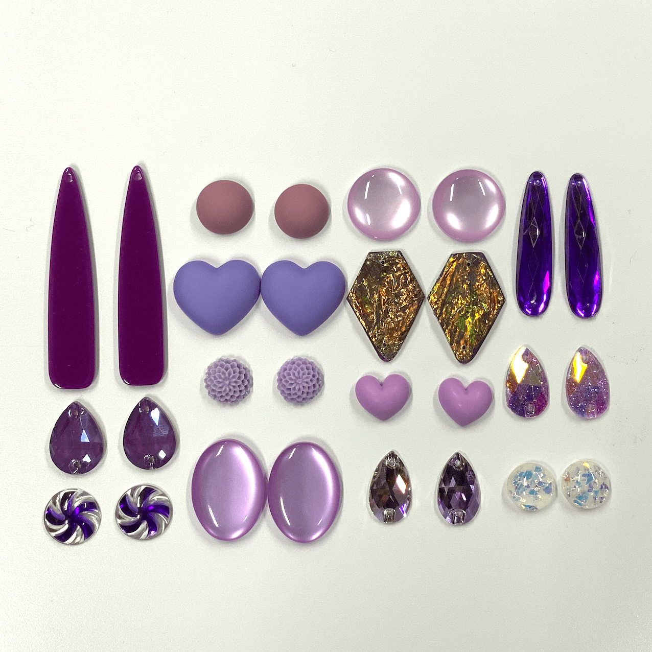 Purple Magic Resin Gem Set, 15 Pairs, Promotions Promotion