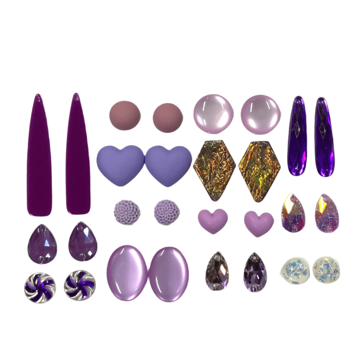 Purple Magic Resin Gem Set, 15 Pairs, Promotions Promotion