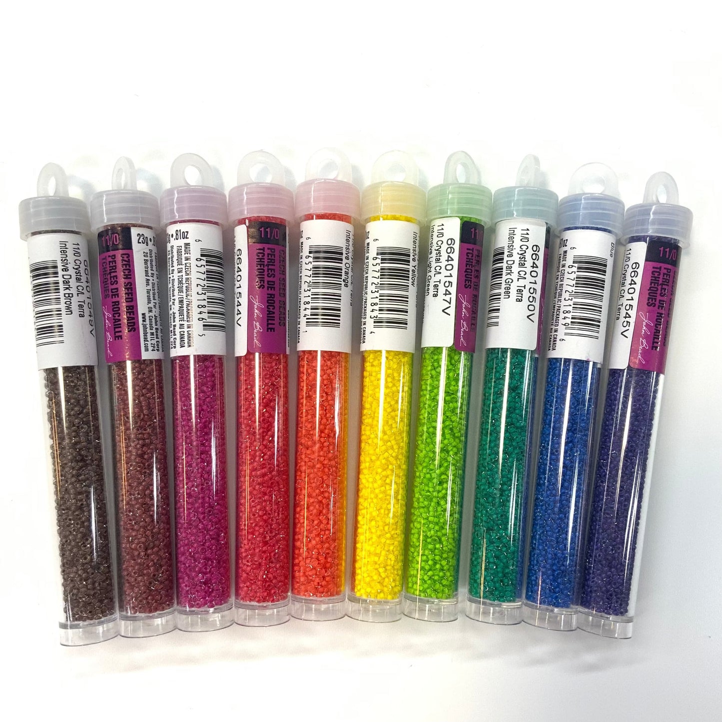 Rainbow Colour Lined Bold Set, 10 x 11/0 Czech Seedbead (22g), Promotions Promotions