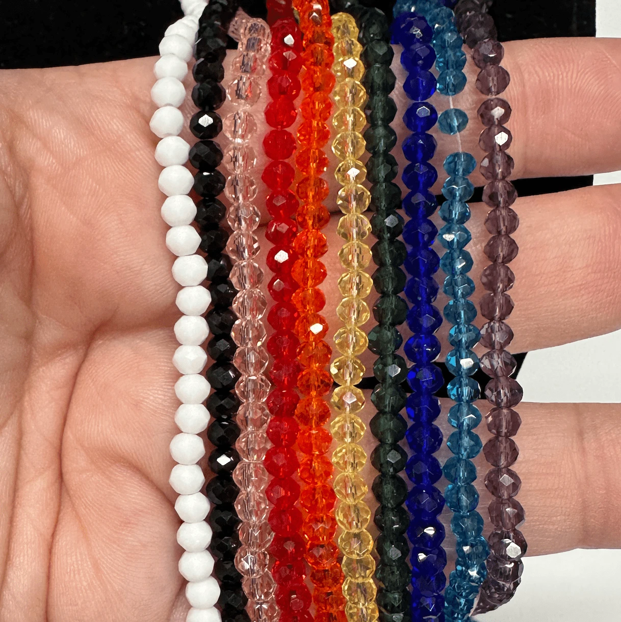 Rainbow Rondelle Bead Set - 10 Colours of 3mm Rondelle Glass Beads Set, Promotions Bicone Beads
