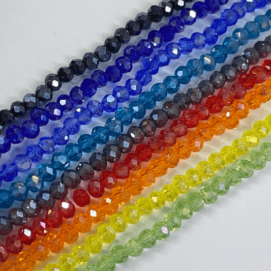 Rainbow Rondelle Kit - 9 Colours of 4mm Rondelle Beads Set Bicone Beads