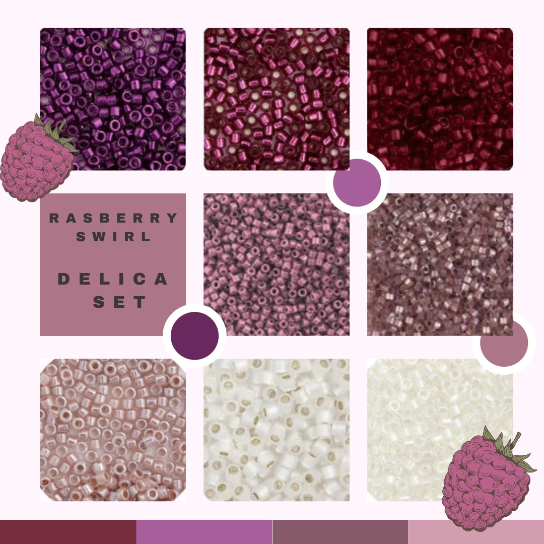 Raspberry Swirl, 8 Delica Set, Spring Promotions Delica Beads