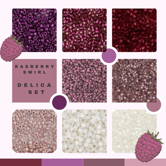Raspberry Swirl, 8 Delica Set, Spring Promotions Delica Beads
