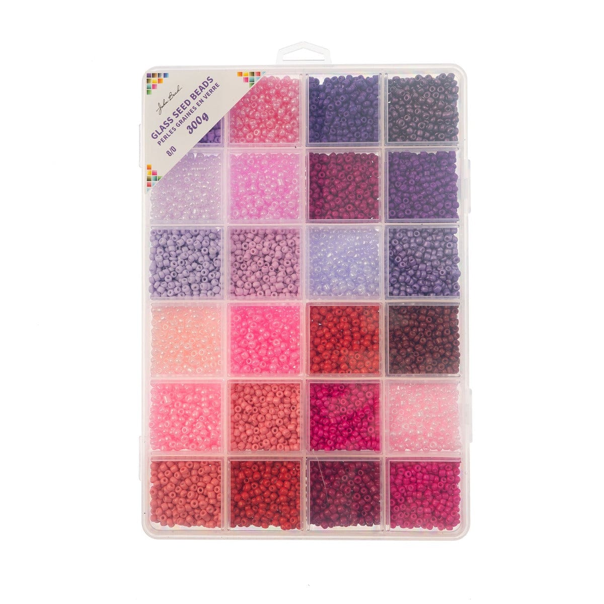 Royal Blush Bead Box - 24 Colors Glass Seed Beads 8/0 - 300g, Promotions Promotion