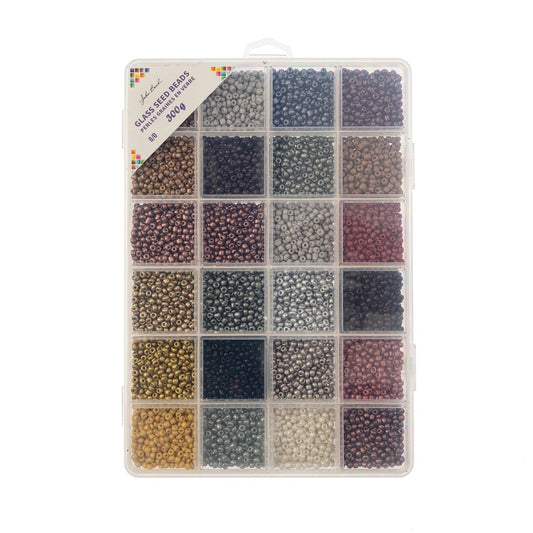 Rustic Cobblestones Bead Box - 24 Colors Glass Seed Beads 8/0 - 300g, Promotions Promotion