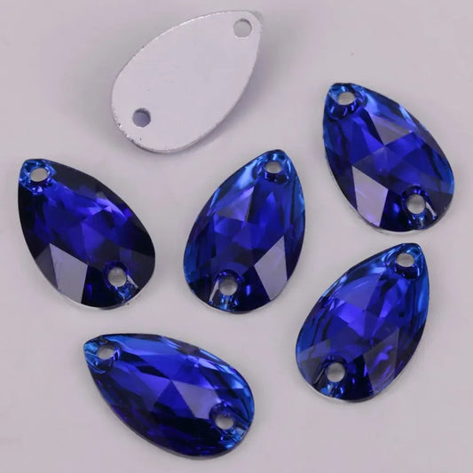 17*28mm Dark Blue Multi-Coloured Large Teardrop, Sew On, Resin Gem, (Sold in Pair) Resin Gems