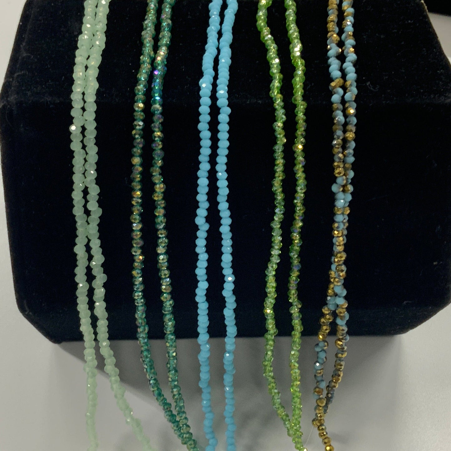 “Sea Moss” 5  Blue/Green 1.5*2.5mm Crystal Lane Rondelle Set, Promotions Promotion