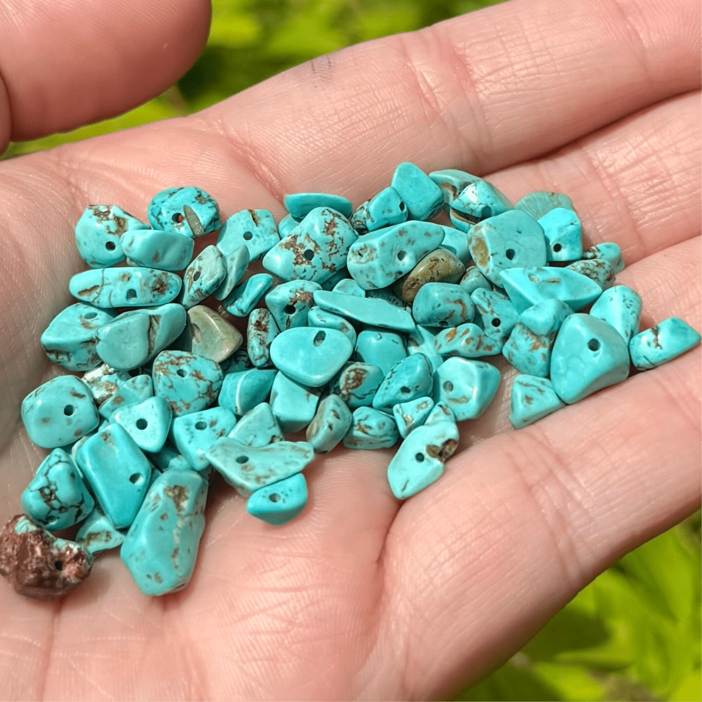 Semi-Precious Chips 22g - Turquoise Green Pearl Beads