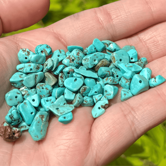 Semi-Precious Chips 22g - Turquoise Green Pearl Beads