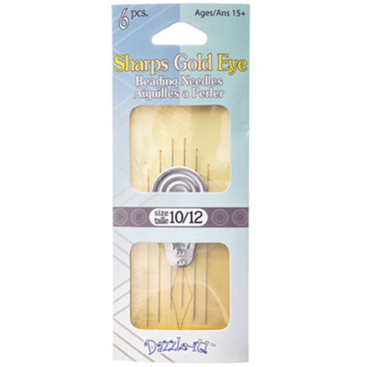 Sharps Gold Eye Beading Needle w/Threader Size 10/12 Basics