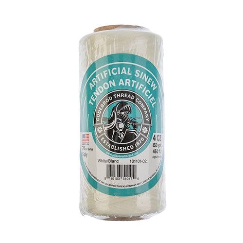 WHITE 4oz (150 Yards) Spool SINEW BOBBIN 20 yards,  70lb test Sinew Thread 5 ply, Basics Sinew