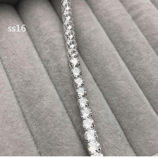 Ss16 Clear Zicron Round Stone Silver Rhinestone Fancy Metal Chain, Sold in yard *RARE* Promotion