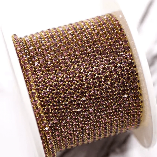 SS4 Violet Purple on Gold Metal Rhinestone Chain (33") SS4 Metal Rhinestone Chain