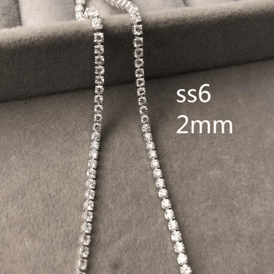 Ss6 Clear Square Stone Silver Rhinestone Fancy Metal Chain, Sold in yard" *RARE* Promotion