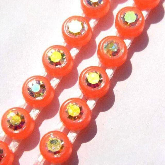 Ss6 Neon Orange AB Plastic Rhinestone Banding Trim, Sold by yard Ss6 Plastic Rhinestone Banding Rope