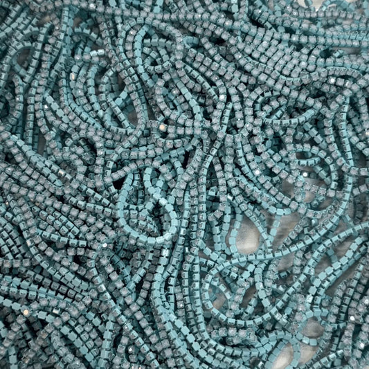 Ss6 Pale Blue Opal in Aqua Coloured Metal Rhinestone Chain SS6 Metal Rhinestone Chain