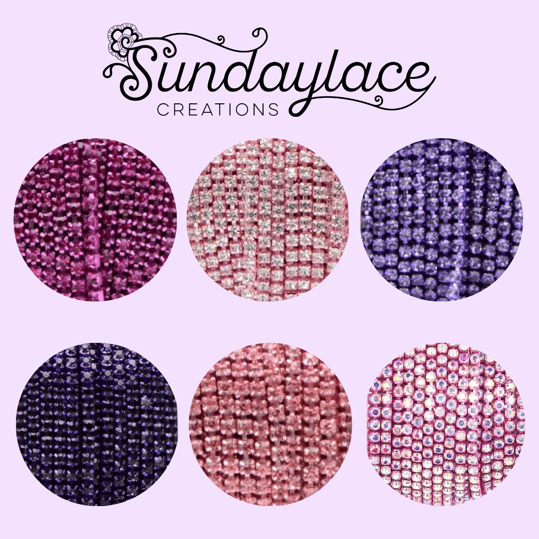 Ss6 Pink-Purple Rhinestone Chain Set 6 x 1 Yard, Promotions Promotions