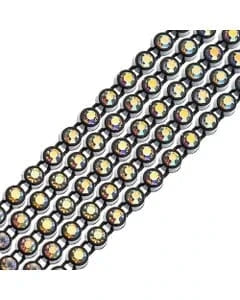 Ss8 AB on Black Plastic Rhinestone Banding, Crystal Lane Brand, Sold by yard Ss8 Plastic Rhinestone Banding Rope
