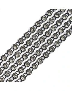 Ss8 Clear on Black Plastic Rhinestone Banding, Crystal Lane Brand, Sold by yard Ss8 Plastic Rhinestone Banding Rope