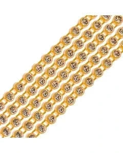 Ss8 Clear on Gold Plastic Rhinestone Banding, Crystal Lane Brand, Sold by yard Ss8 Plastic Rhinestone Banding Rope