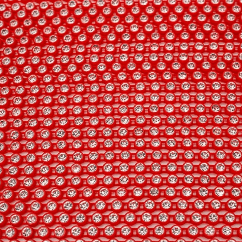 Ss8 Clear on Orange Tangerine Plastic Rhinestone Banding, Crystal Lane Brand, Sold by yard Ss8 Plastic Rhinestone Banding Rope