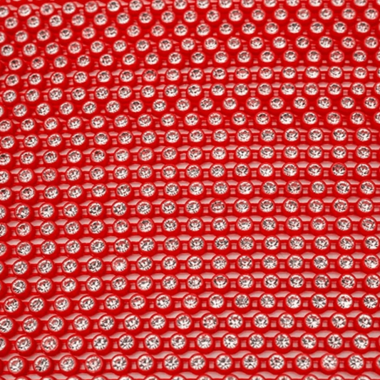 Ss8 Clear on Orange Tangerine Plastic Rhinestone Banding, Crystal Lane Brand, Sold by yard Ss8 Plastic Rhinestone Banding Rope