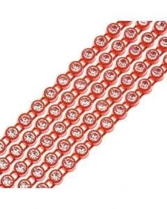 Ss8 Clear on RED Siam Plastic Rhinestone Banding, Crystal Lane Brand, Sold by yard Ss8 Plastic Rhinestone Banding Rope