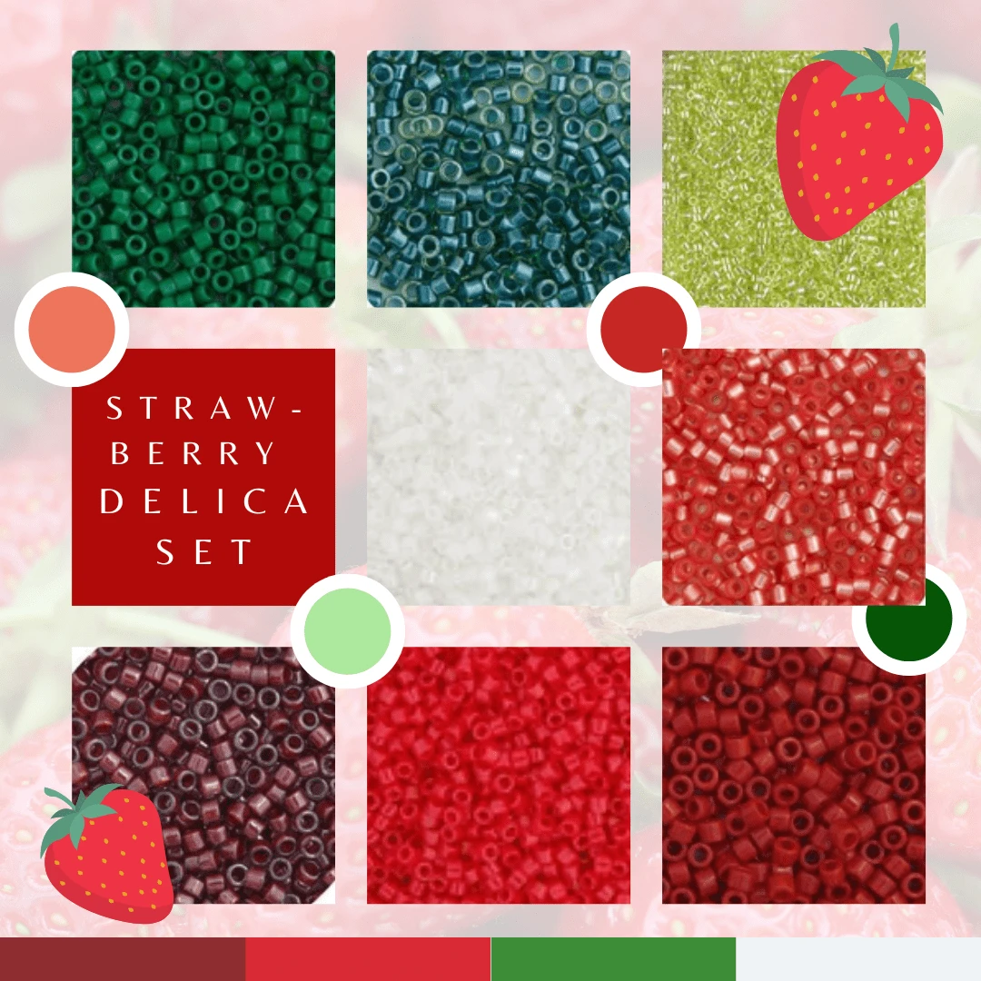 "Strawberry 2025" 8 Delica Set, Summer Promotions Delica Beads