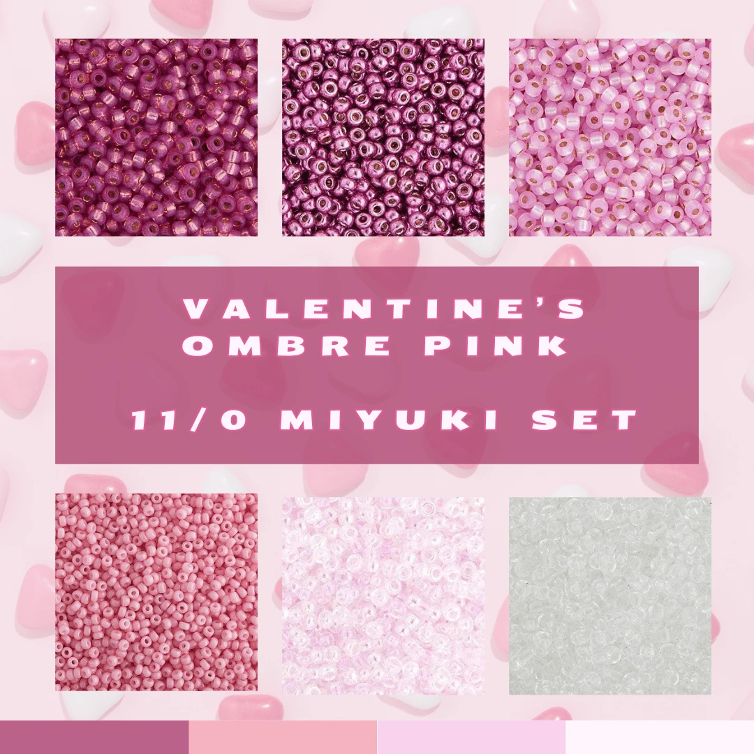 Valentine's Pink Ombre Set, 11/0 Miyuki Seed Beads, Set of 6 x 22g vials Promotions