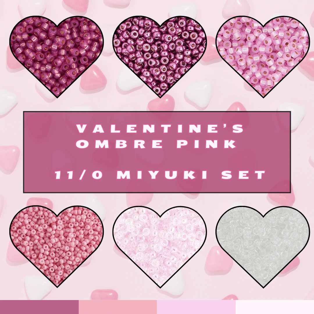 Valentine's Pink Ombre Set, 11/0 Miyuki Seed Beads, Set of 6 x 22g vials Promotions