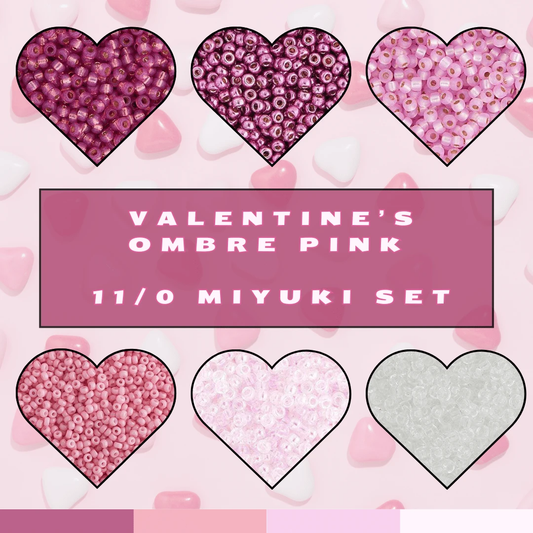 Valentine's Pink Ombre Set, 11/0 Miyuki Seed Beads, Set of 6 x 22g vials Promotions