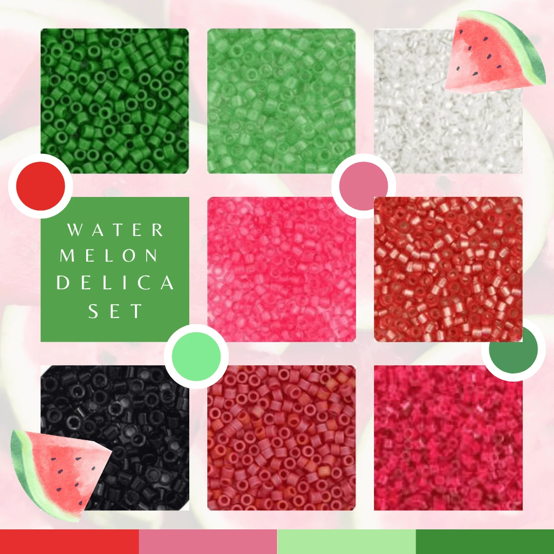 Watermelon Set, 8 Delica Beads Set, Summer Promotions Delica Beads