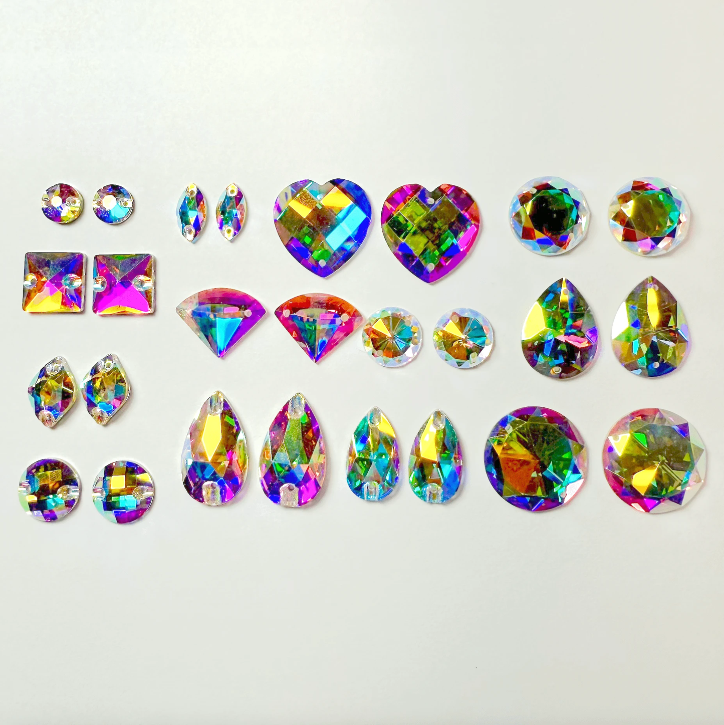 "Wowww"  13 Pair  Bundle of AB Fancy Glass Gem Set,  Promotions Promotions