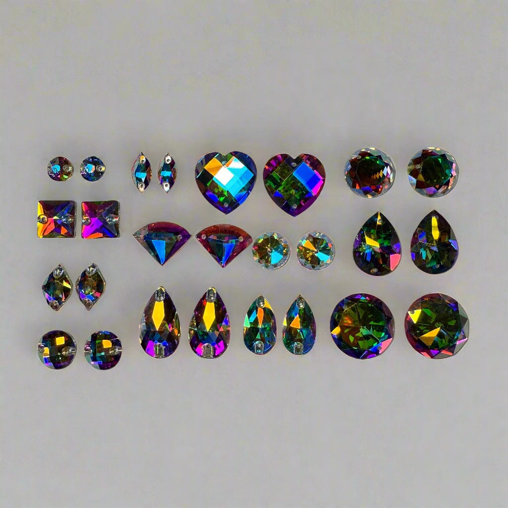 "Wowww"  13 Pair  Bundle of AB Fancy Glass Gem Set,  Promotions Promotions