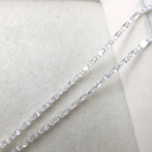 1.3*3mm Clear Rectangle Stone on Silver Rhinestone HIGH QUALITY Metal Chain, Sold in 18" *RARE* SS6 Metal Rhinestone Chain