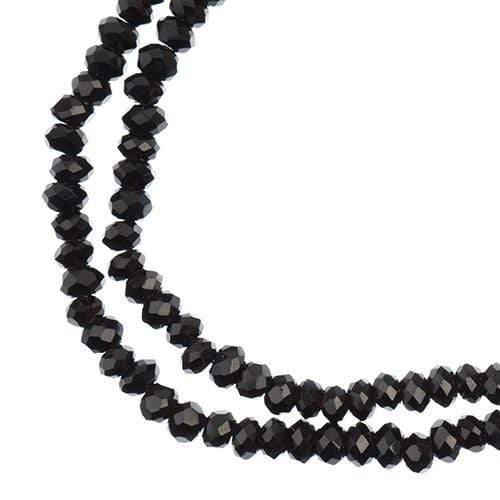 Sundaylace Creations & Bling Rondelle Beads 1.5*2.5mm Crystal Lane Rondelle, Opaque Black
