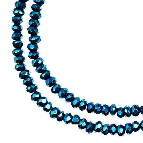 Sundaylace Creations & Bling Rondelle Beads 1.5*2.5mm Crystal Lane Rondelle, Opaque Blue Iris *Metallic