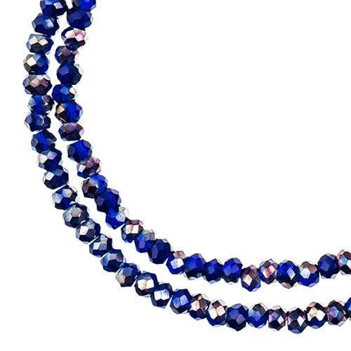Sundaylace Creations & Bling Rondelle Beads 1.5*2.5mm Crystal Lane Rondelle, Opaque Dark Sapphire w/Half Multi-Colour