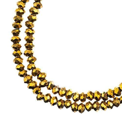 Sundaylace Creations & Bling Rondelle Beads 1.5*2.5mm Crystal Lane Rondelle, Opaque Gold Iris *Metallic