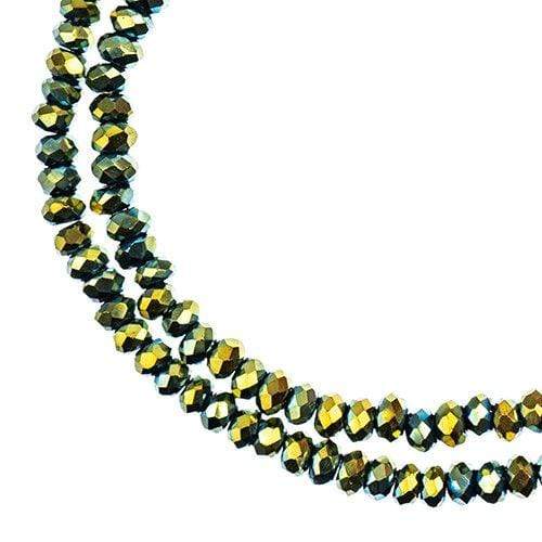 Sundaylace Creations & Bling Rondelle Beads 1.5*2.5mm Crystal Lane Rondelle, Opaque Green Iris *Metallic