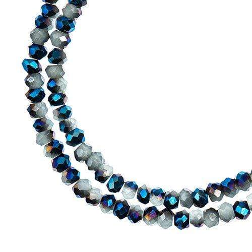 Sundaylace Creations & Bling Rondelle Beads 1.5*2.5mm Crystal Lane Rondelle, Opaque Light Blue w/Half Blue Iris