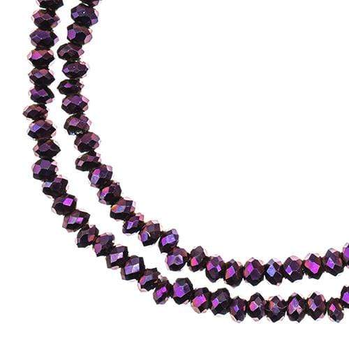 Sundaylace Creations & Bling Rondelle Beads 1.5*2.5mm Crystal Lane Rondelle, Opaque Purple Iris *Metallic