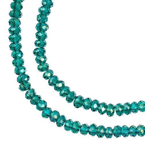 Sundaylace Creations & Bling Rondelle Beads 1.5*2.5mm Crystal Lane Rondelle, Transparent Dark Green AB
