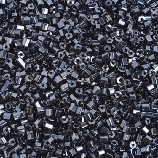 Preciosa Ornela 2-Cut Beads 10/0 2-Cut Beads, Metallic Gunmetal Black