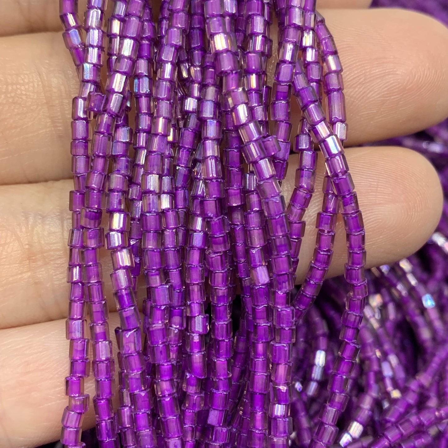 Preciosa Ornela 2-Cut Beads 10/0 2-Cut Beads, Purple Iris, Strung in Hanks