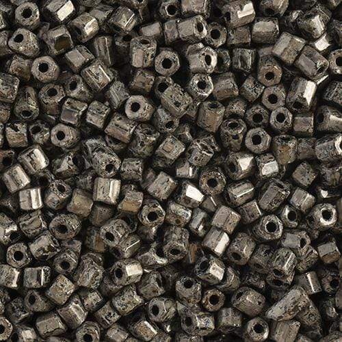 Preciosa Ornela 2-Cut Beads 10/0 2-Cut Beads, Travetine on Black